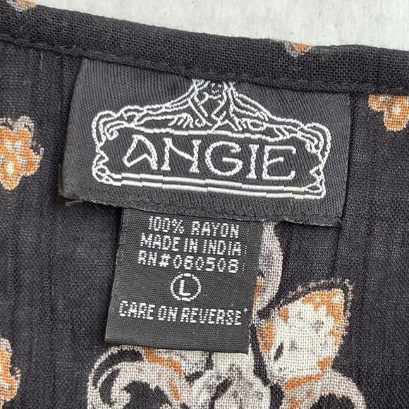 Angie Women Large Blouse Top Shirt Boxy Cover Green Pullover Boho Relax Flowy - Picture 5 of 9